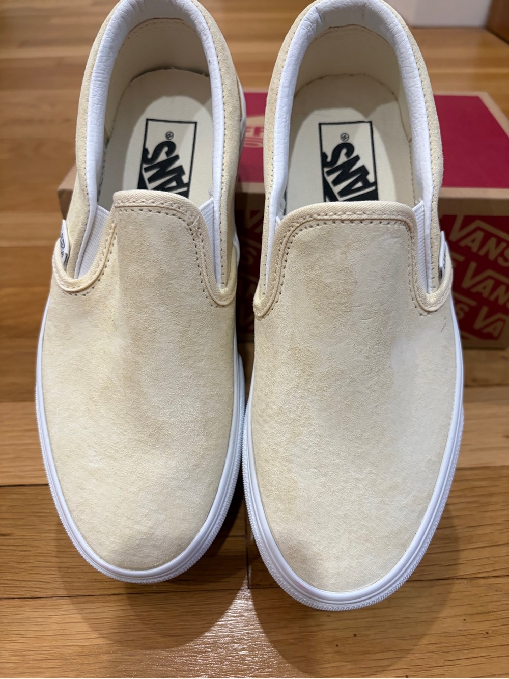 NWT Vans Slip-On Stackform Platforms in Nubuck Lemon Icing